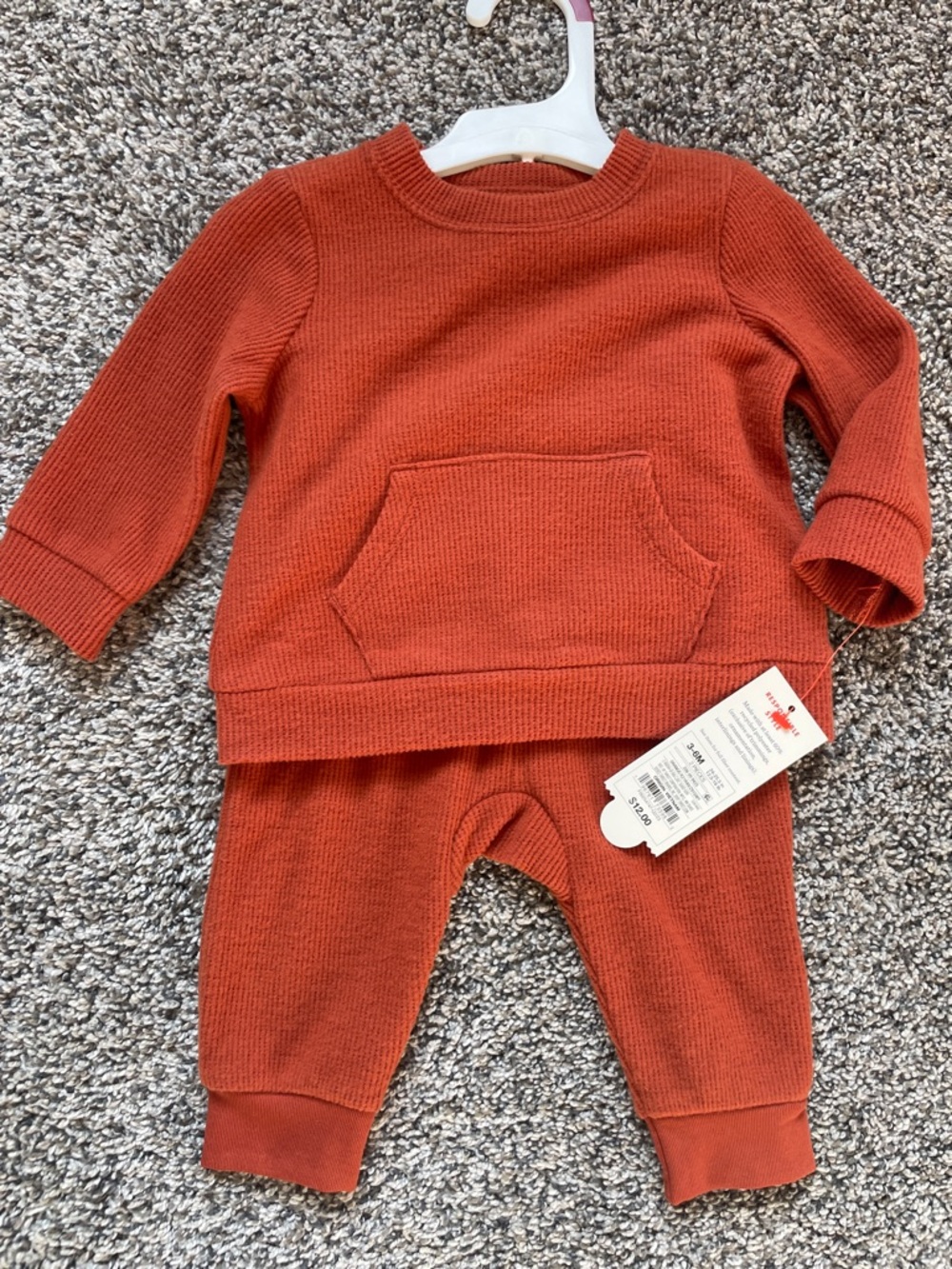 New With Tag Rust Orange Baby Sweater Set | Gender Neutral Infant Lounge Set